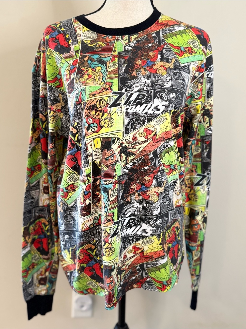 Zip Comics comic book long sleeve tee shirt Original Gravity M